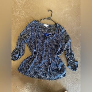 Elegant Navy Patterned Blouse